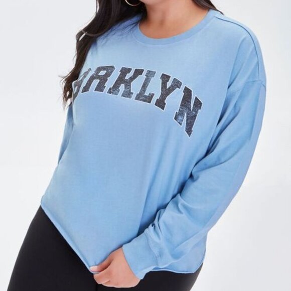 New Plus Size Brklyn Cropped Graphic Tee - Picture 2 of 5